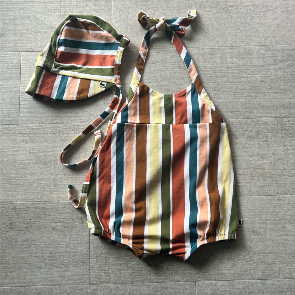 Little & Lively Fiesta Stripe Romper & Bonnet